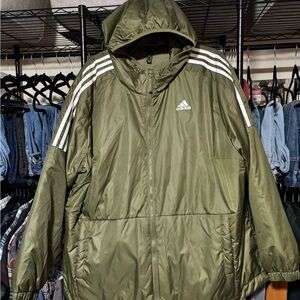 Adidas Men's Green Hooded Windbreaker